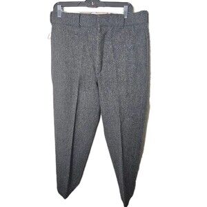 VTG Woolrich Men’s Gray Wool Malone 60s Hunting Pants Red Suspenders USA 34 Read